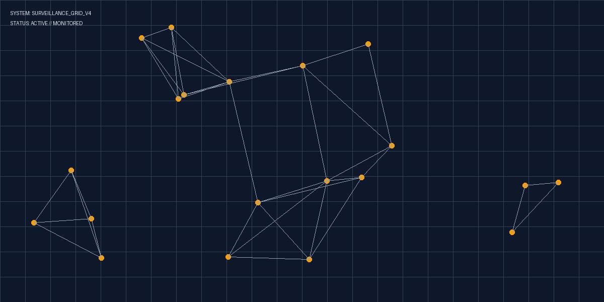 Abstract visualization of a global surveillance network grid